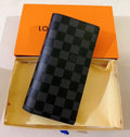Louis Vuitton LV Leather Men Long Wallet Textured Black