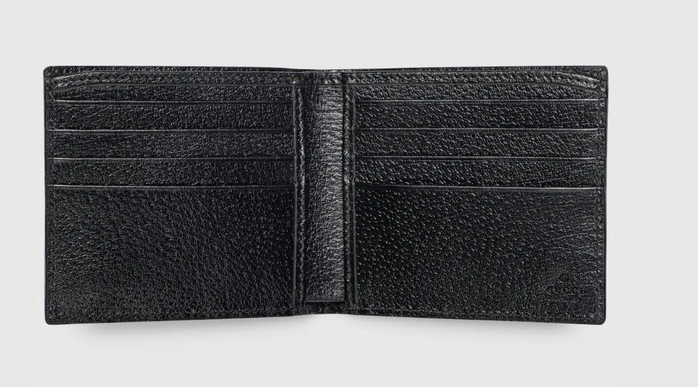 Gucci Black Canvas Leather Jumbo GG Bi-Fold Wallet with Box