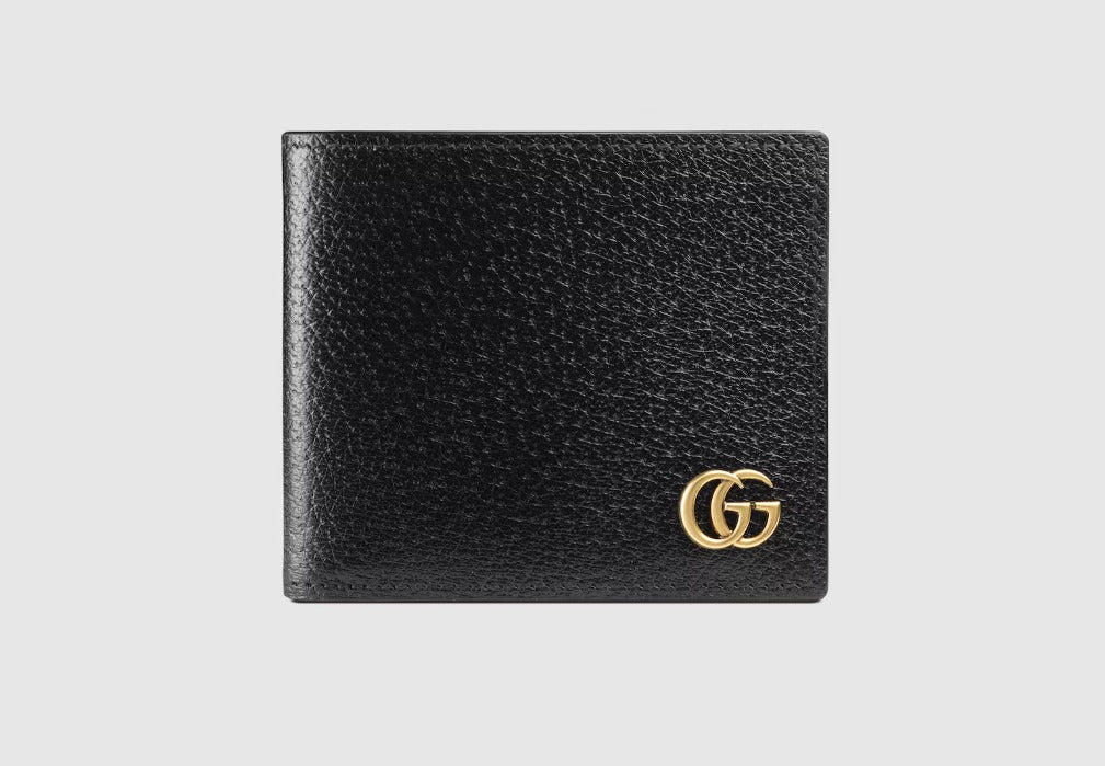 Gucci Black Canvas Leather Jumbo GG Bi-Fold Wallet with Box