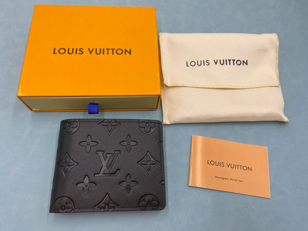 Louis Vuitton Black Bifold Logo Mens Wallet Credit Card Folding