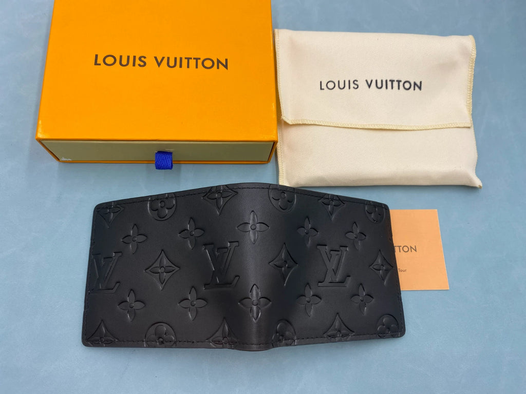 Louis Vuitton Black Bifold Logo Mens Wallet Credit Card Folding